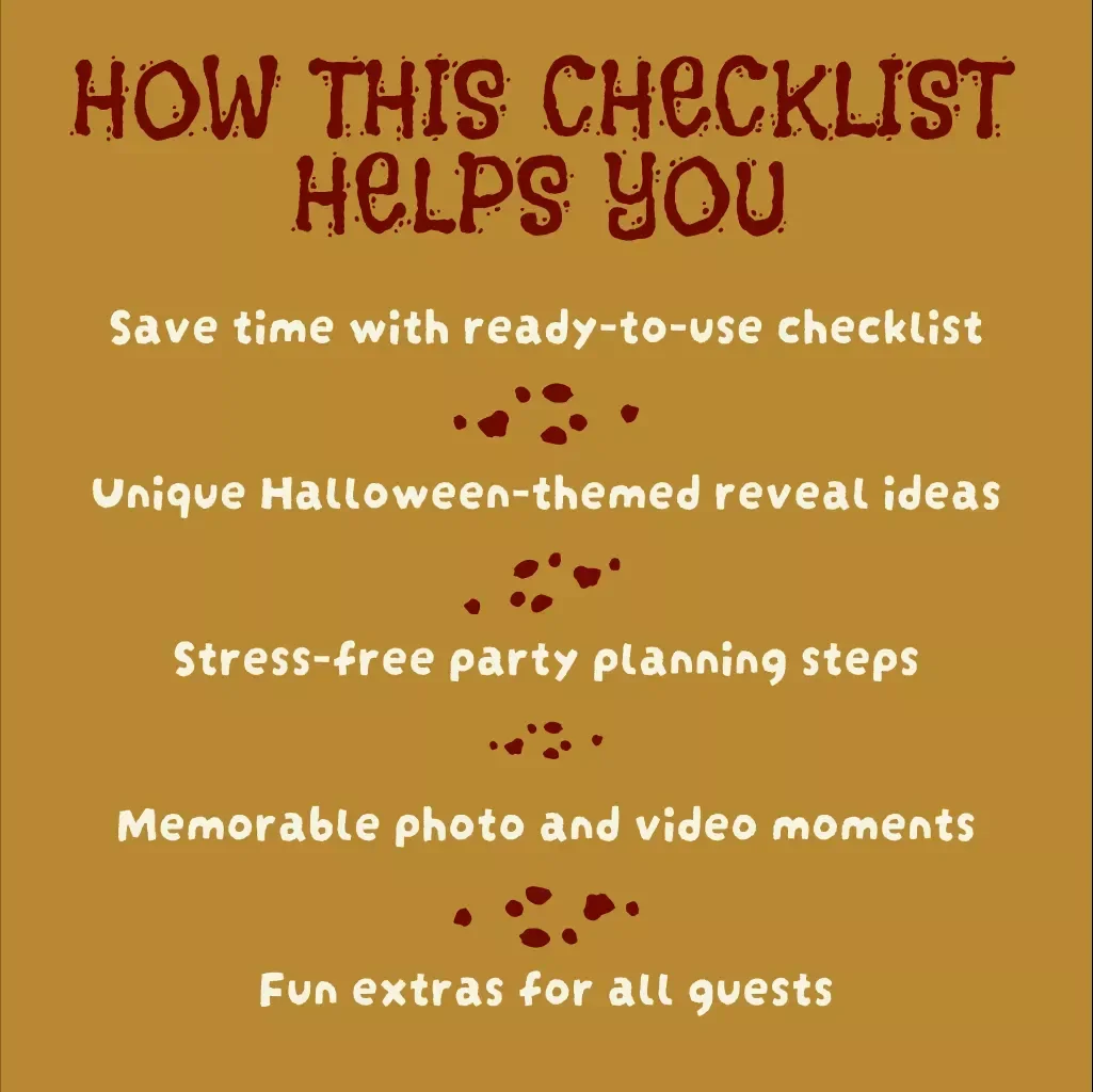 Spooktacular Gender Reveal Checklist: Haunt Your Guests With a Thrilling Surprise! | Halloween Party Planning Guide | Digital Download eBook & Printable Checklist for Baby Shower Reveal
