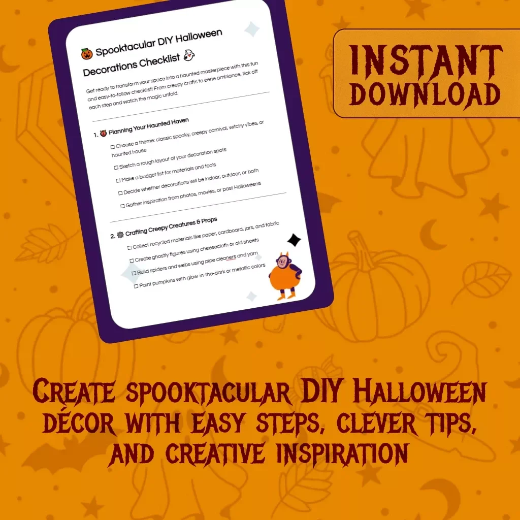 Spooktacular DIY Halloween Decorations Checklist | Printable Digital Download for Haunted Home & Party Decor Ideas