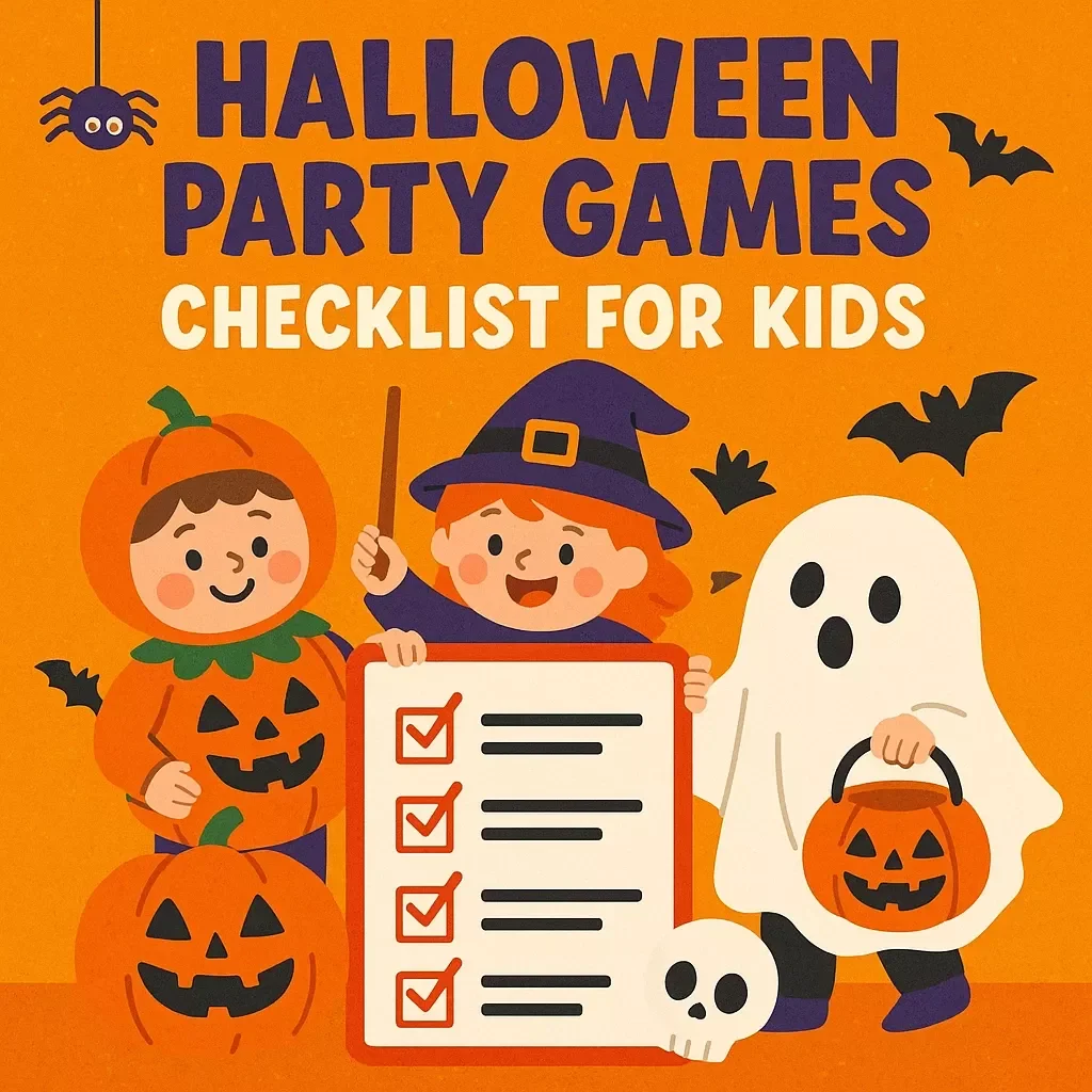 Halloween Party Games Checklist for Kids | Printable Party Planner | Fun Scavenger Hunt, Crafts, Treat Challenges & More | Instant Digital Download