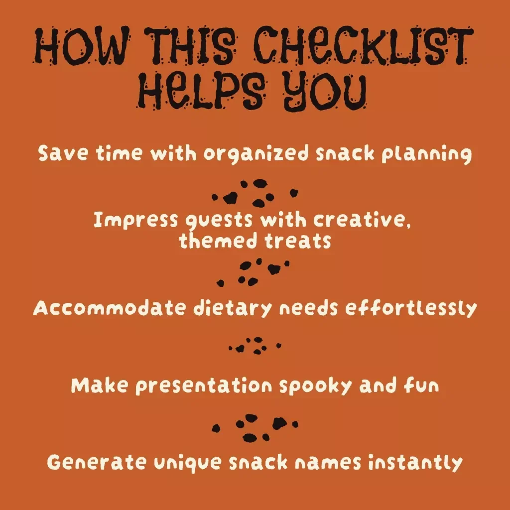 Halloween Party Snacks Checklist | Printable Halloween Party Snacks Planner & Spooky Treat Ideas | Digital Download