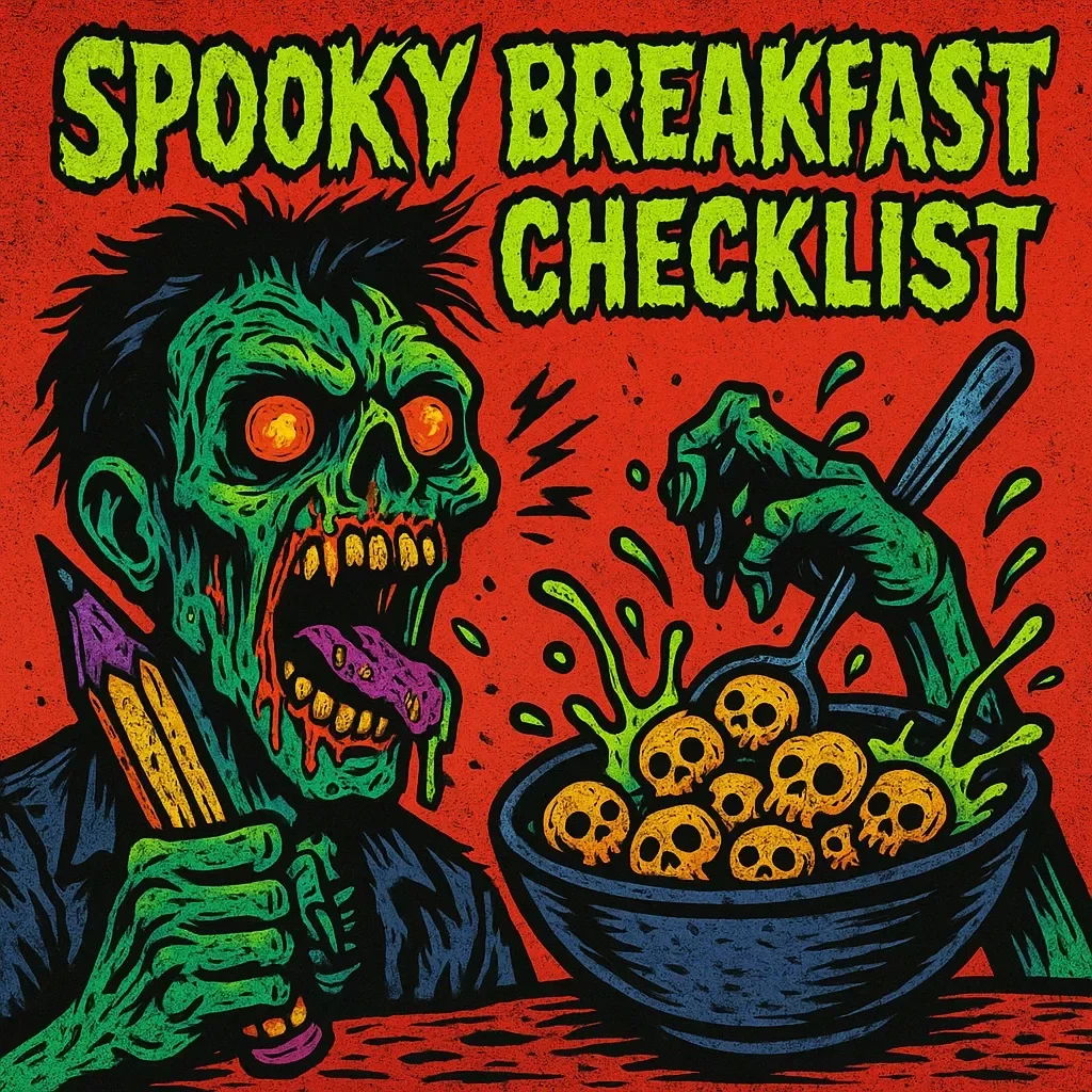 Spooky Breakfast Checklist | Fun & Easy Halloween Morning Ideas | Digital Download PDF with Spooky Breakfast Ideas, Ghost Pancakes, Witches’ Brew Smoothie, and More