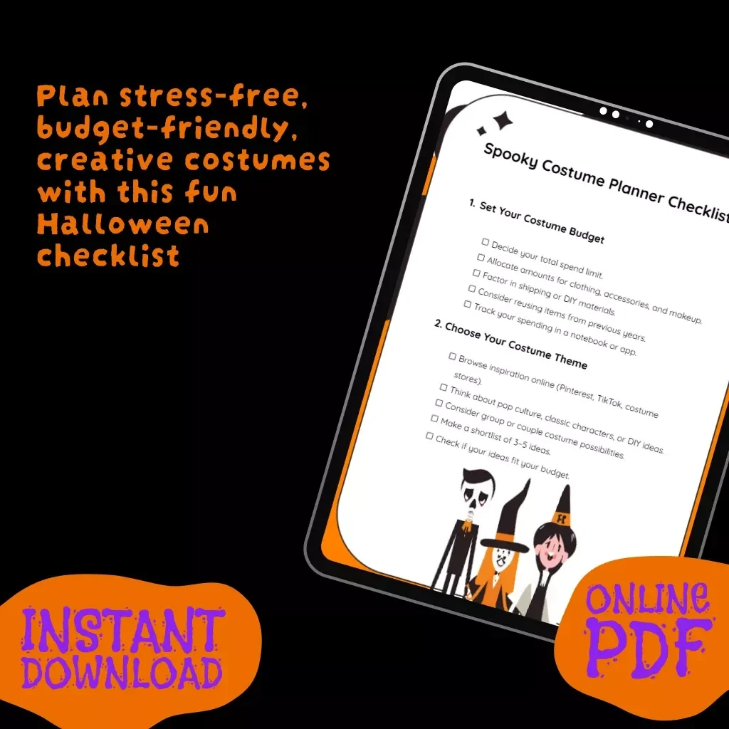 Spooky Costume Planner Checklist | How to Build a Budget Halloween Costume Planner | Printable Digital Download