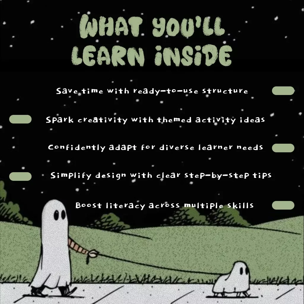 Spooktacular Literacy Worksheet Creation Checklist | Halloween eBook, Teacher Guide, Printable Planning Resource, Digital Download for Literacy Activities