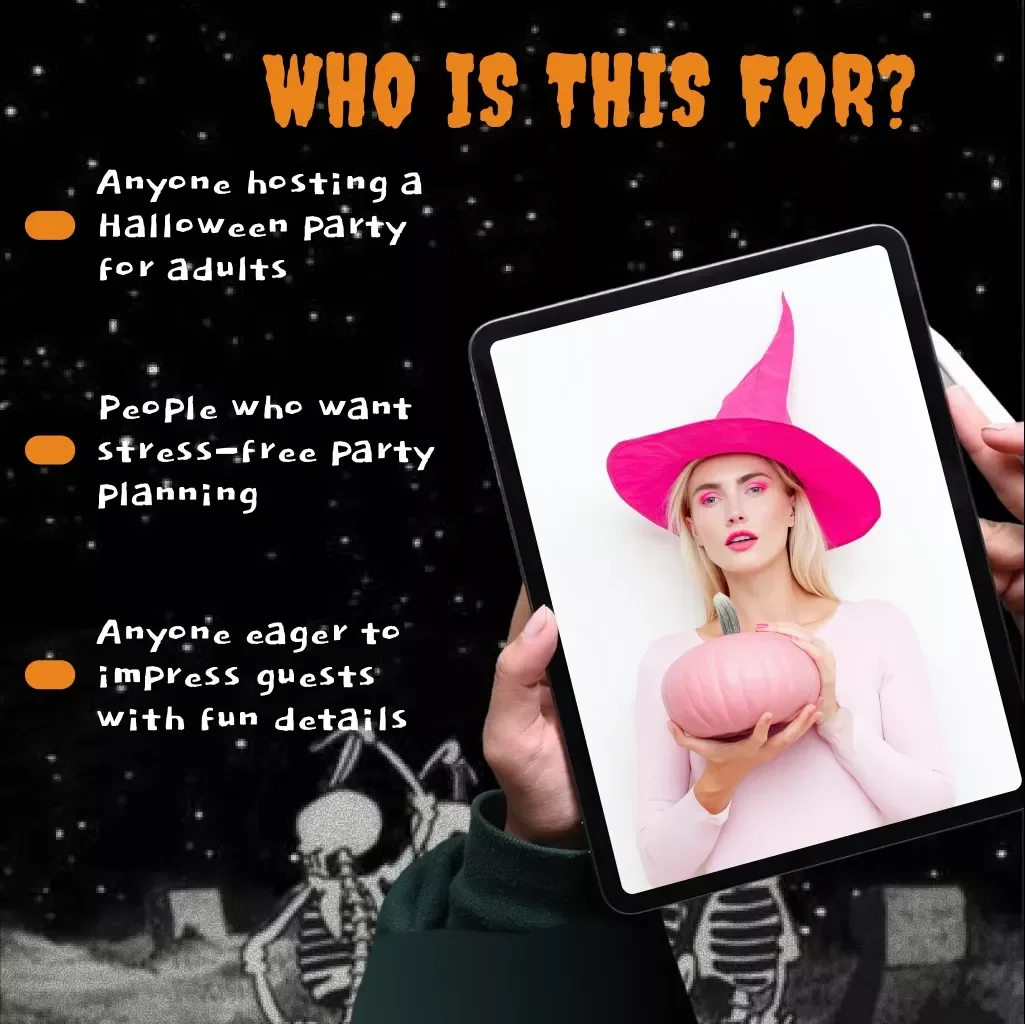 Unforgettable Halloween Party Checklist for Adults | Digital Download Guide, eBook & Printable Planner for Halloween Bash, Party Ideas, Food, Drinks, Games & Decorations