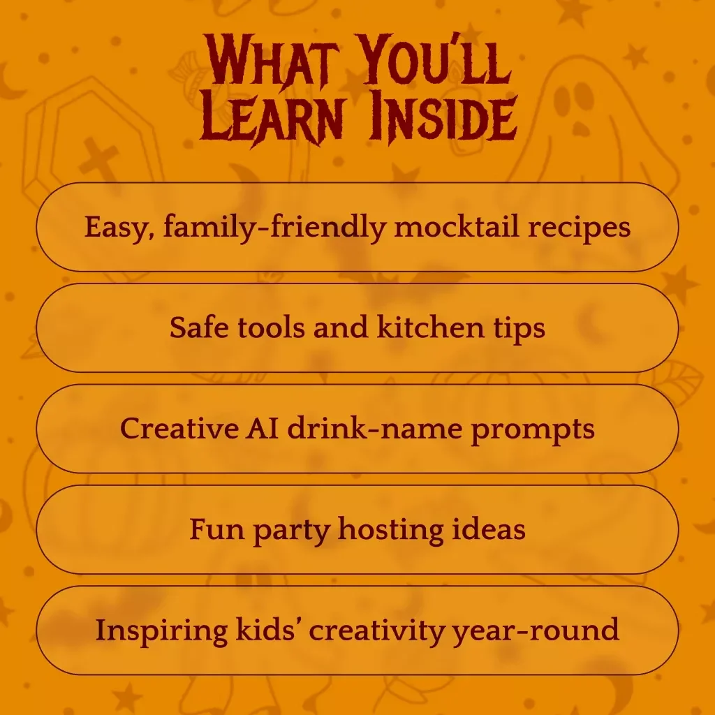 A Kid-Friendly Guide to Magical Mocktails for Halloween | Spooky Kid-Safe Mocktails eBook, Fun Halloween Drink Recipes for Kids Party