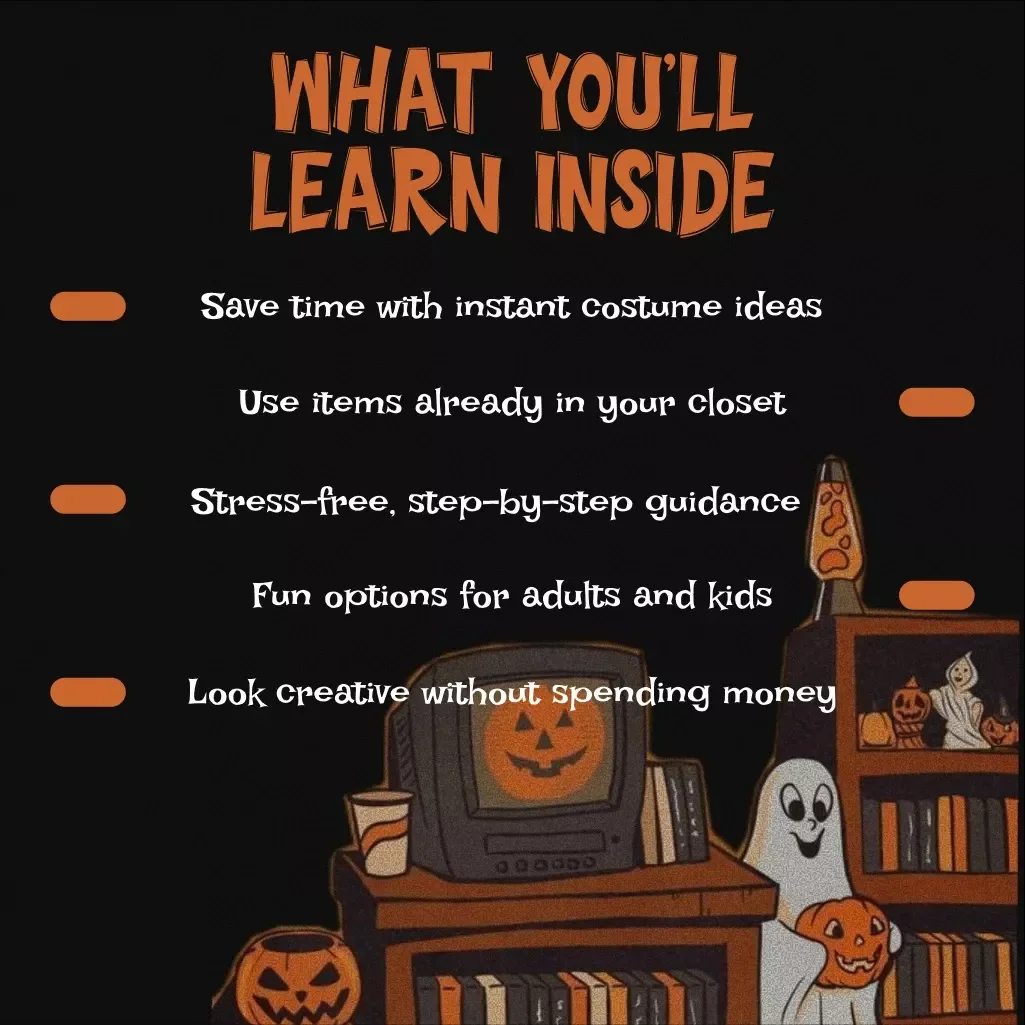 Last-Minute Halloween Costume Ideas Checklist | Instant Digital Download | DIY Easy Costumes Guide for Adults, Teens, and Kids | Quick, Creative & Fun Halloween eBook