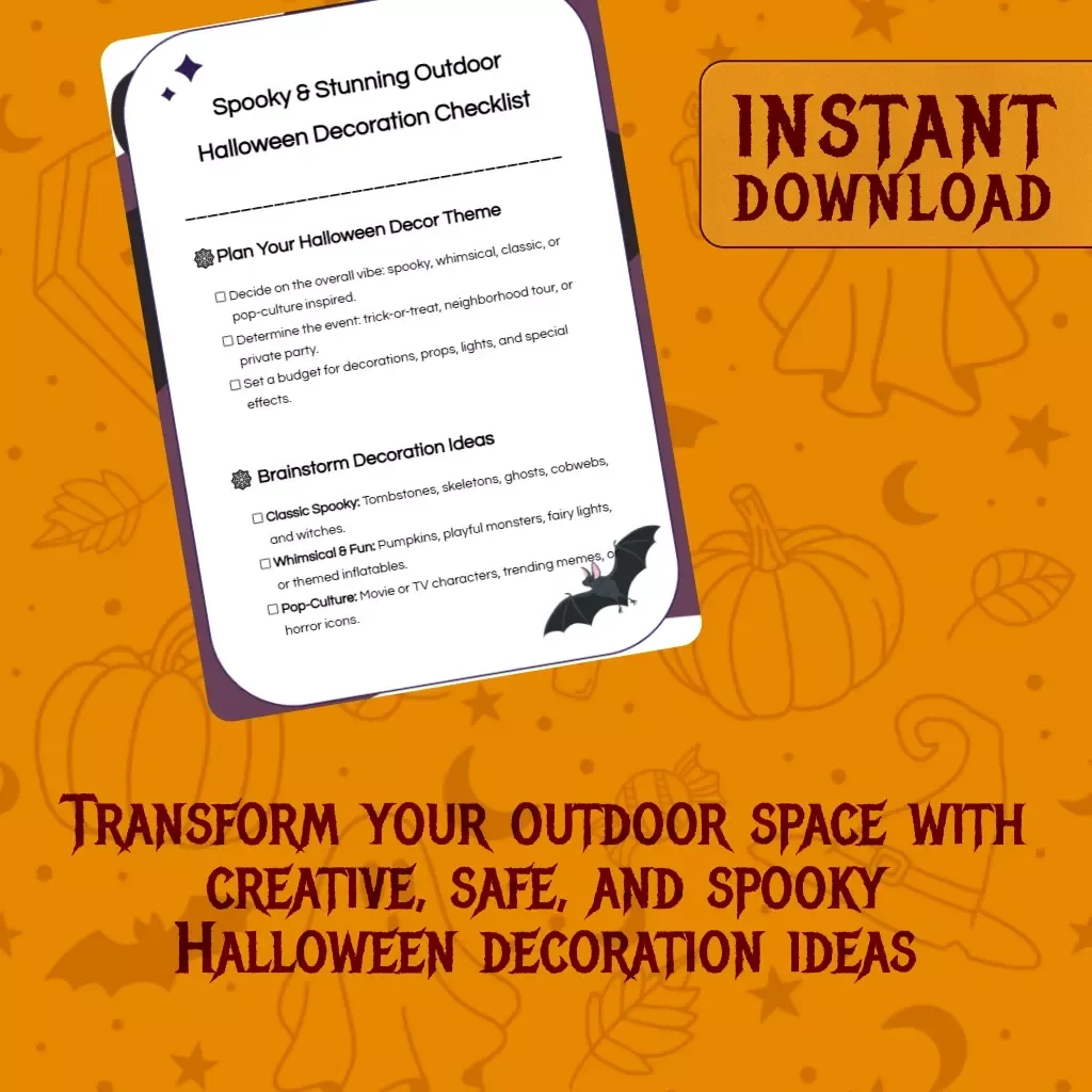 Spooky & Stunning Outdoor Halloween Decoration Checklist | Digital Download | Outdoor Halloween Decoration Ideas Guide