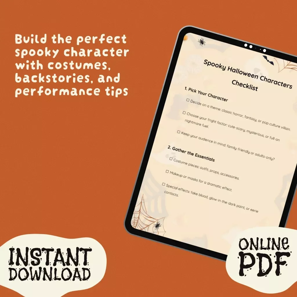 Spooky Halloween Characters Checklist | Digital Download | Costume Planning Guide for DIY Horror, Fantasy & Pop Culture Villains