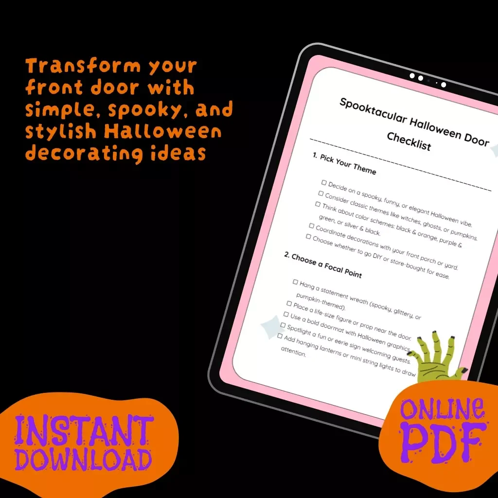 Spooktacular Halloween Door Checklist | Digital Download for halloween door decoration ideas, DIY spooky porch décor & festive entryway inspiration