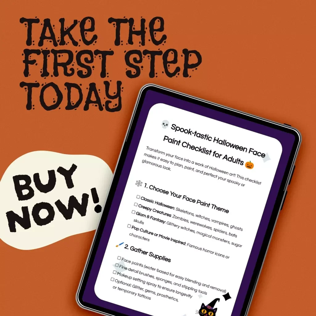 Spook-tastic Halloween Face Paint Checklist for Adults | Digital Download | Halloween Face Paint Ideas for Adults