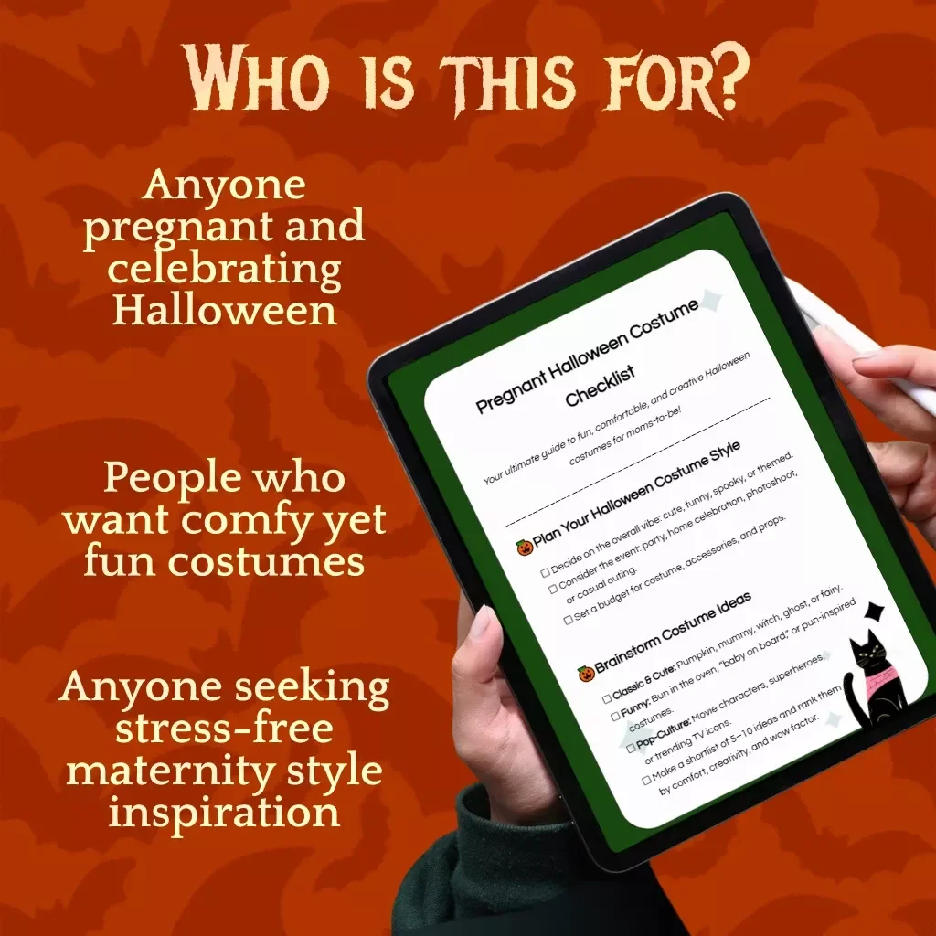 Pregnant Halloween Costume Checklist | Digital Download Guide for Cute, Funny, Spooky & Pop-Culture Maternity Halloween Costumes