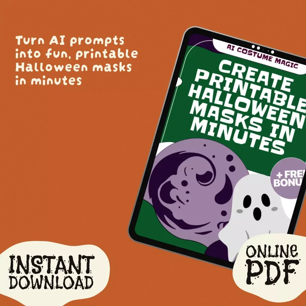 AI Costume Magic: Create Printable Halloween Masks in Minutes | Digital Download Guide | How AI Helps Generate Printable Halloween Masks | eBook, DIY Checklist & Creative Ideas