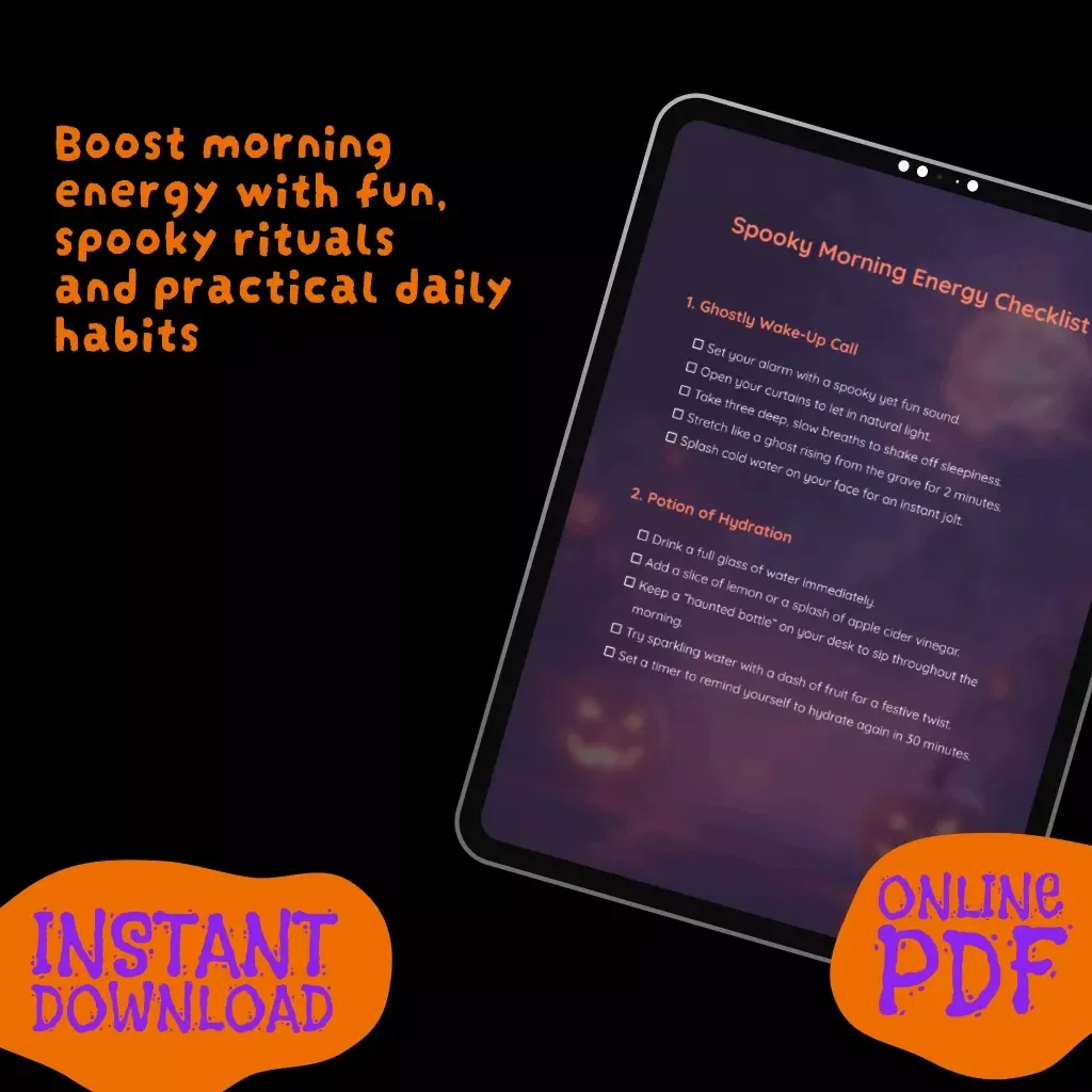 Spooky Morning Energy Checklist | Haunted Morning Energy Boost Planner | Digital Download Self-Care Routine Guide