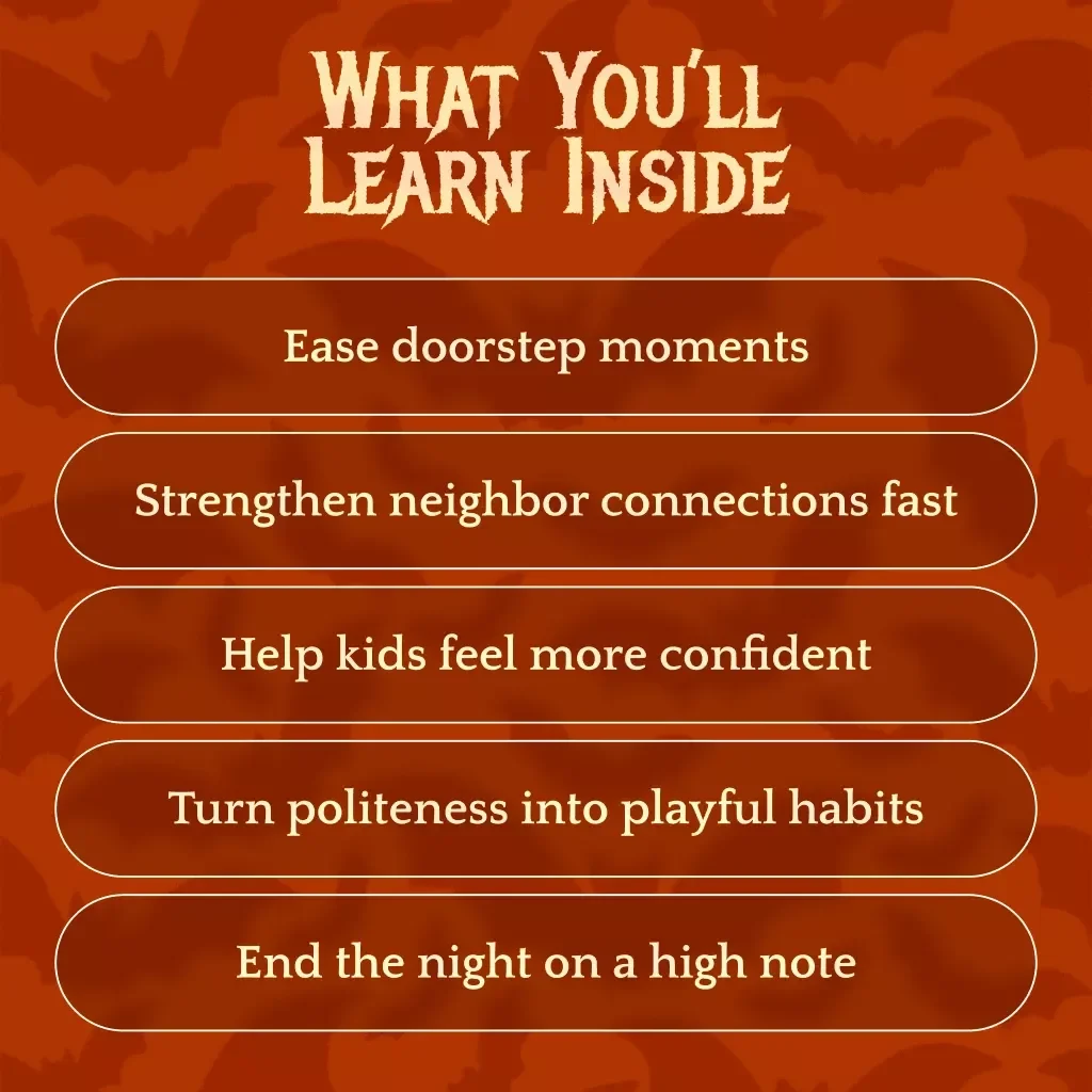 Social Micro-Habits Trick-or-Treat Checklist | Digital Halloween Social Skills Guide | Printable eBook & Checklist for Kids, Families & Hosts | Social Micro-Habits During Trick-Or-Treat