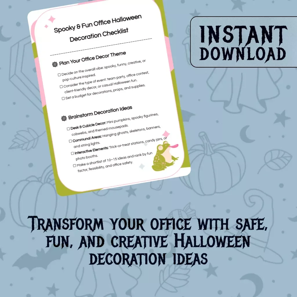 Spooky & Fun Office Halloween Decoration Checklist | Digital Download | Halloween Decoration Ideas for Office Party, Cubicle & Team Events