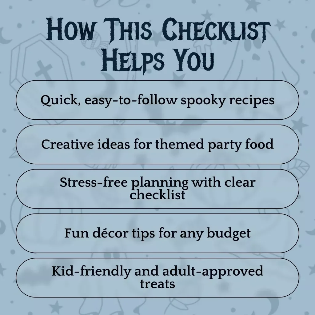 Spooky Halloween Food Checklist | Printable Digital Download | Spooky Halloween Food Ideas for Parties & Gatherings