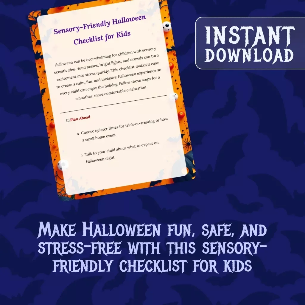 Sensory-Friendly Halloween Checklist for Kids | Printable Digital Download Guide for Parents | Autism & Special Needs Halloween Planner
