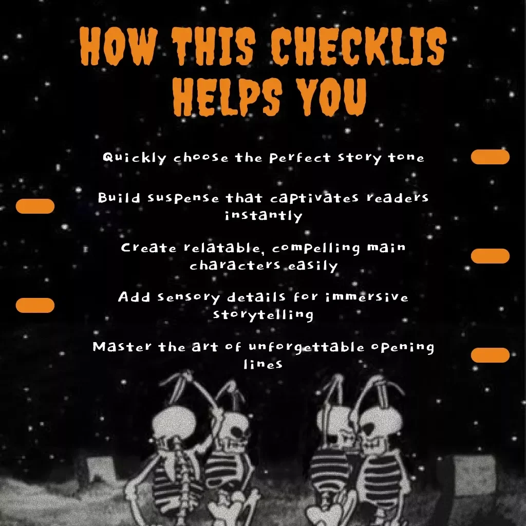 How to Start a Spooky Story Checklist – Step-by-Step Guide to Crafting Chilling Openings for Your Horror, Mystery, and Darkly Humorous Tales | Digital Writing Resource for Writers