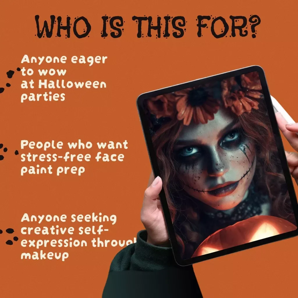 Spook-tastic Halloween Face Paint Checklist for Adults | Digital Download | Halloween Face Paint Ideas for Adults