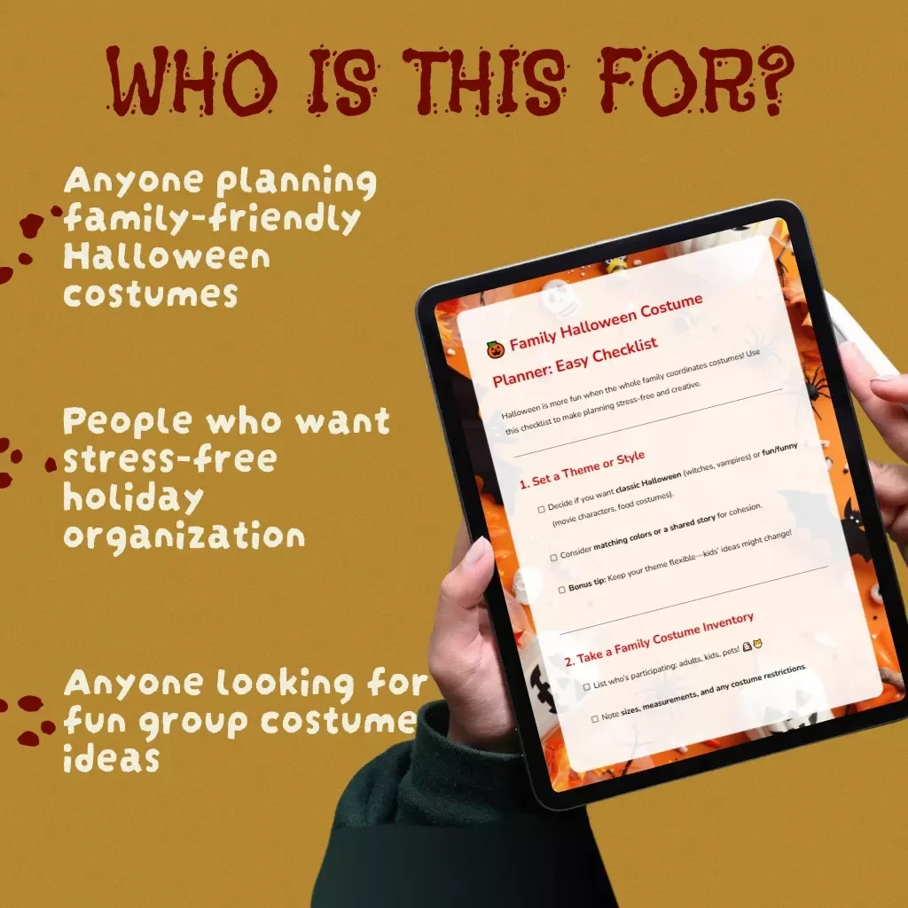 Family Halloween Costume Planner: Easy Checklist | Digital Download | Family Halloween Costume Planner for Parents, Kids & Pets | Printable Guide for Stress-Free Group Costumes