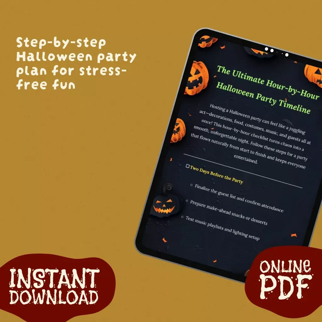 The Ultimate Hour-by-Hour Halloween Party Timeline | Printable Checklist | Digital Download Halloween Party Planner