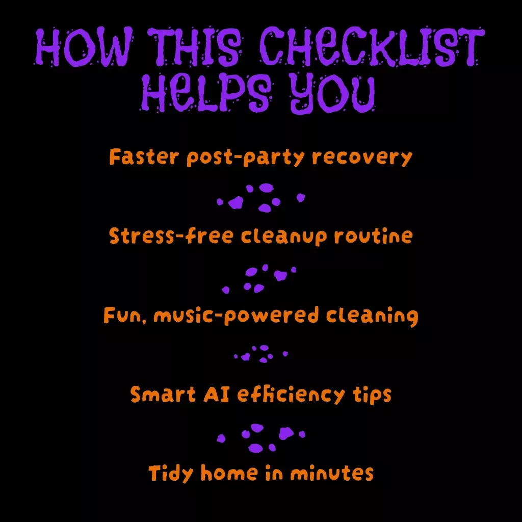 Quick & Spooky: 15-Minute Post-Party Clean Routine | Printable Halloween Cleaning Checklist | Digital Download eBook Guide