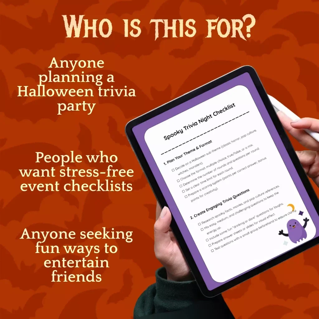 Spooky Trivia Night Checklist | How to Host an Adult Halloween Trivia Night | Printable Digital Download
