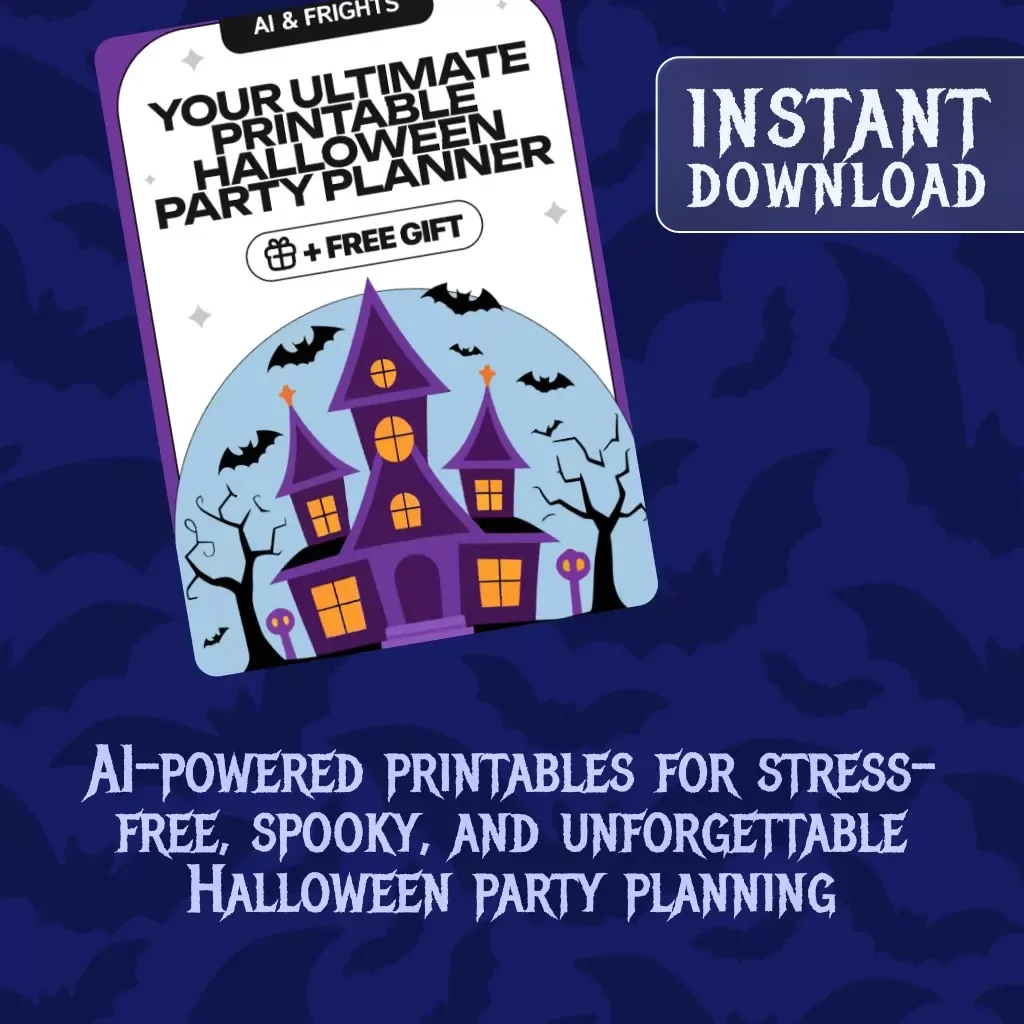 AI & Frights: Your Ultimate Printable Halloween Party Planner | Digital Download Guide with AI Tool Tips to Create Printable Halloween Party Planner, eBook, Checklists & Templates