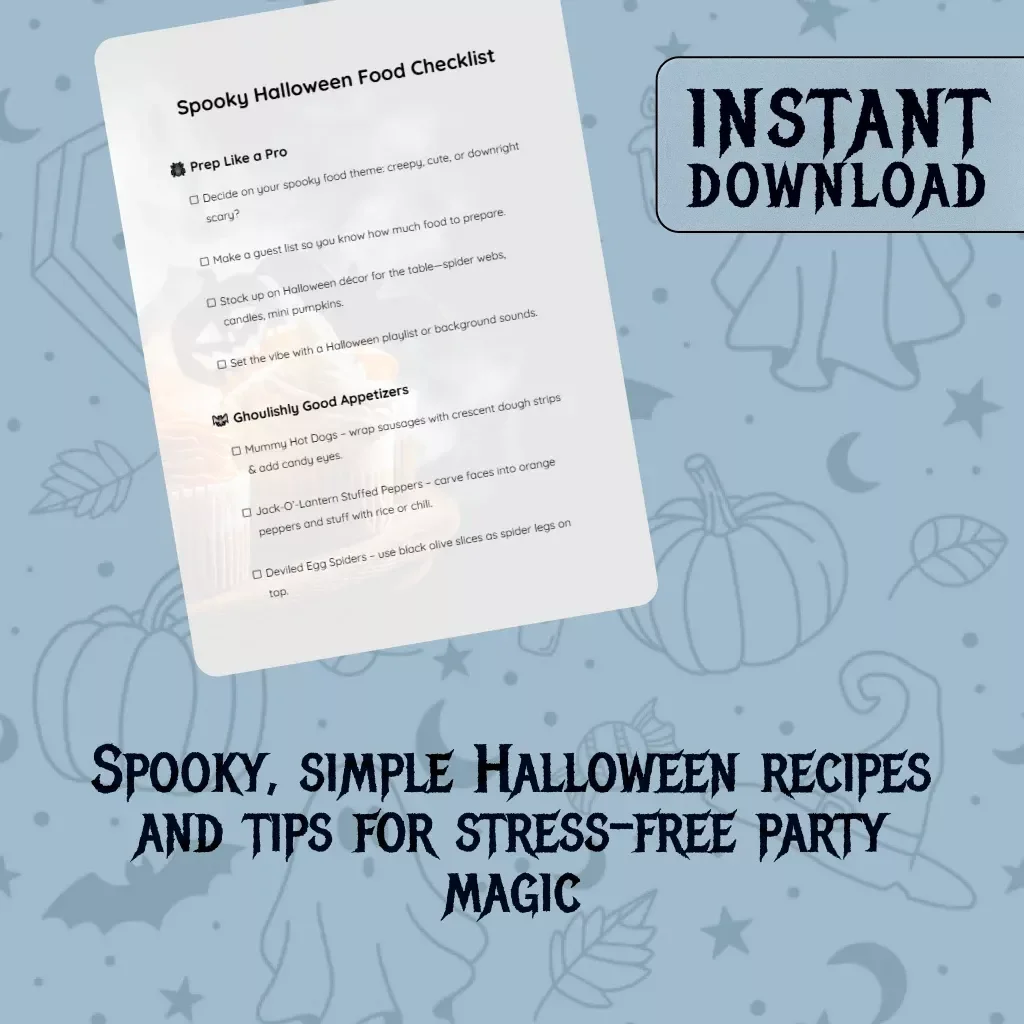 Spooky Halloween Food Checklist | Printable Digital Download | Spooky Halloween Food Ideas for Parties & Gatherings