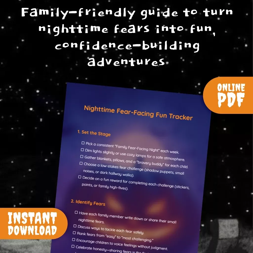 Nighttime Fear-Facing Fun Tracker | Family Nighttime Fear-Facing Challenge Tracker | Printable Checklist for Kids & Parents