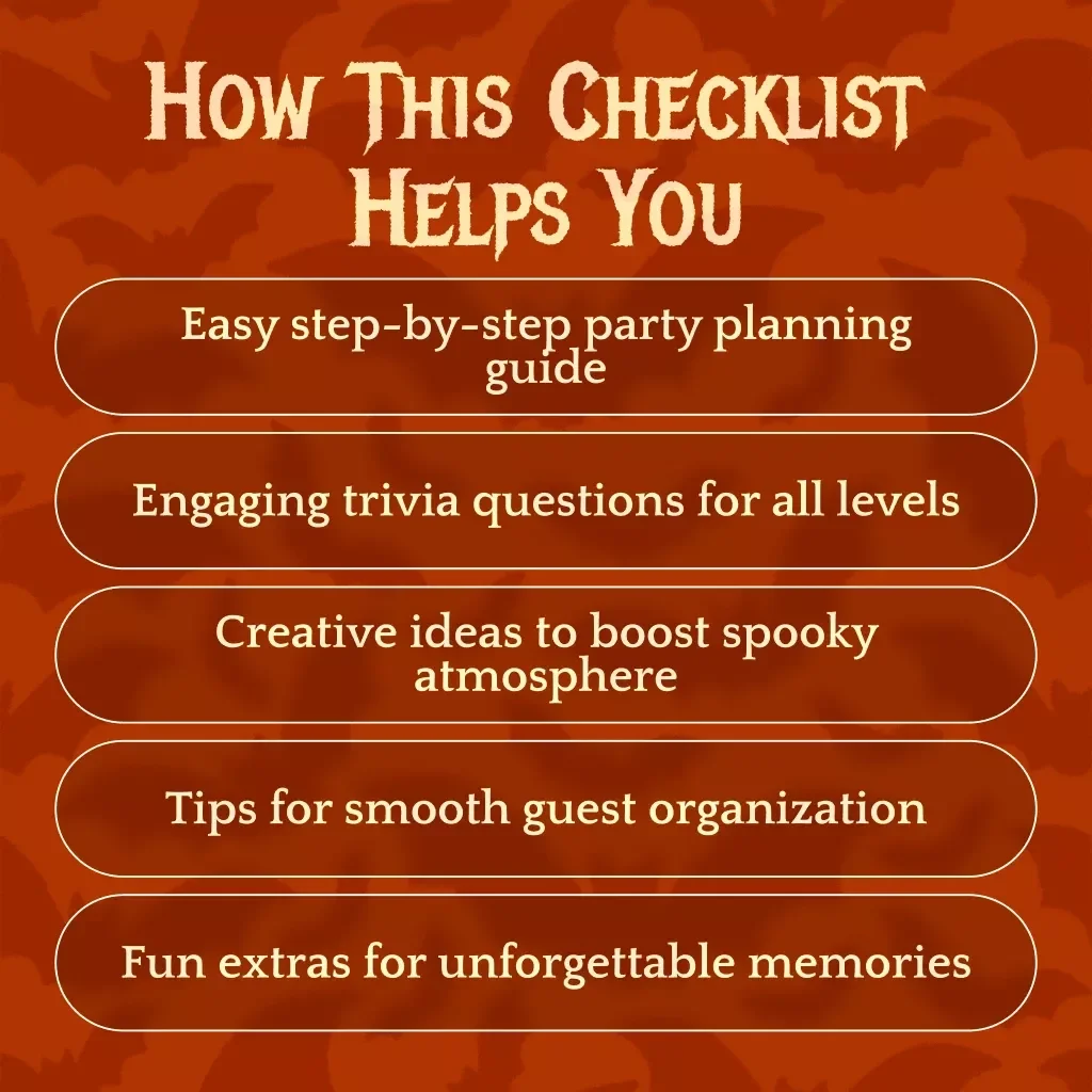 Spooky Trivia Night Checklist | How to Host an Adult Halloween Trivia Night | Printable Digital Download