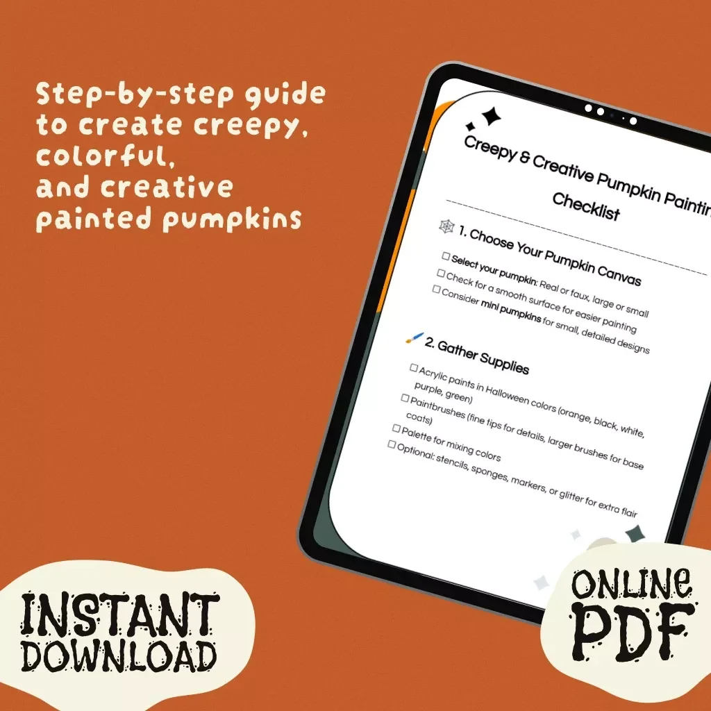 Creepy & Creative Pumpkin Painting Checklist | Halloween Pumpkin Painting Ideas | Spooky DIY Digital Download