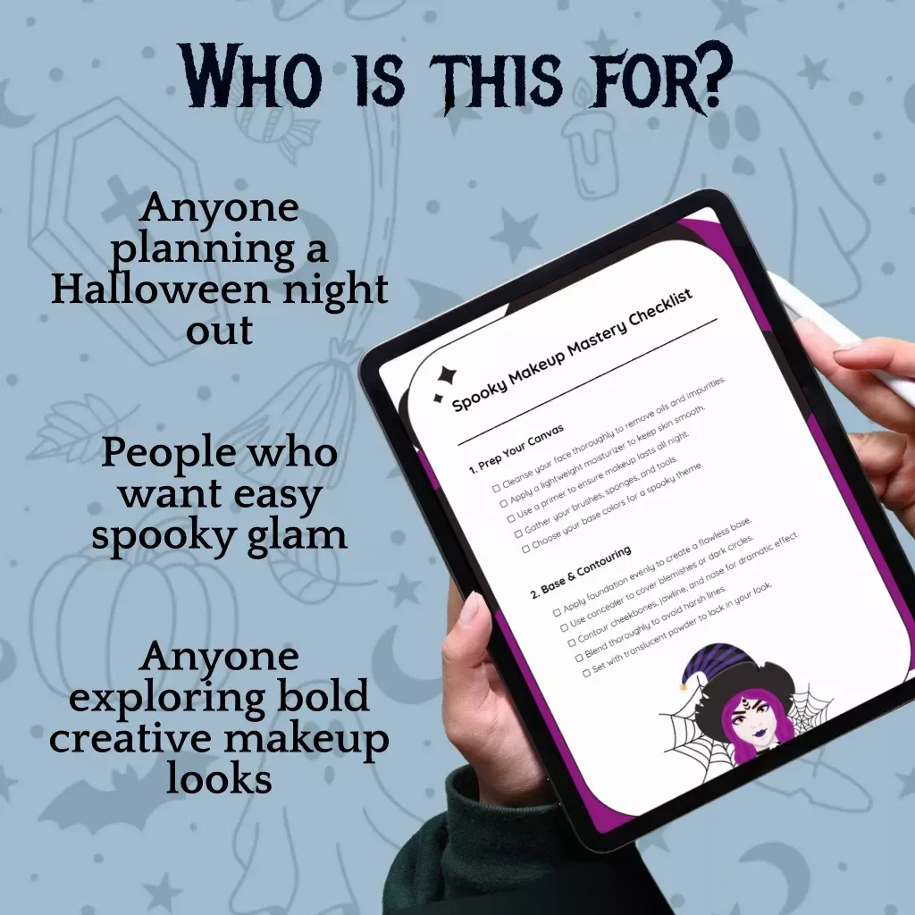 Spooky Makeup Mastery Checklist | Printable Spooky Makeup Tutorial Checklist | Halloween eBook Guide for Beginners & Pros