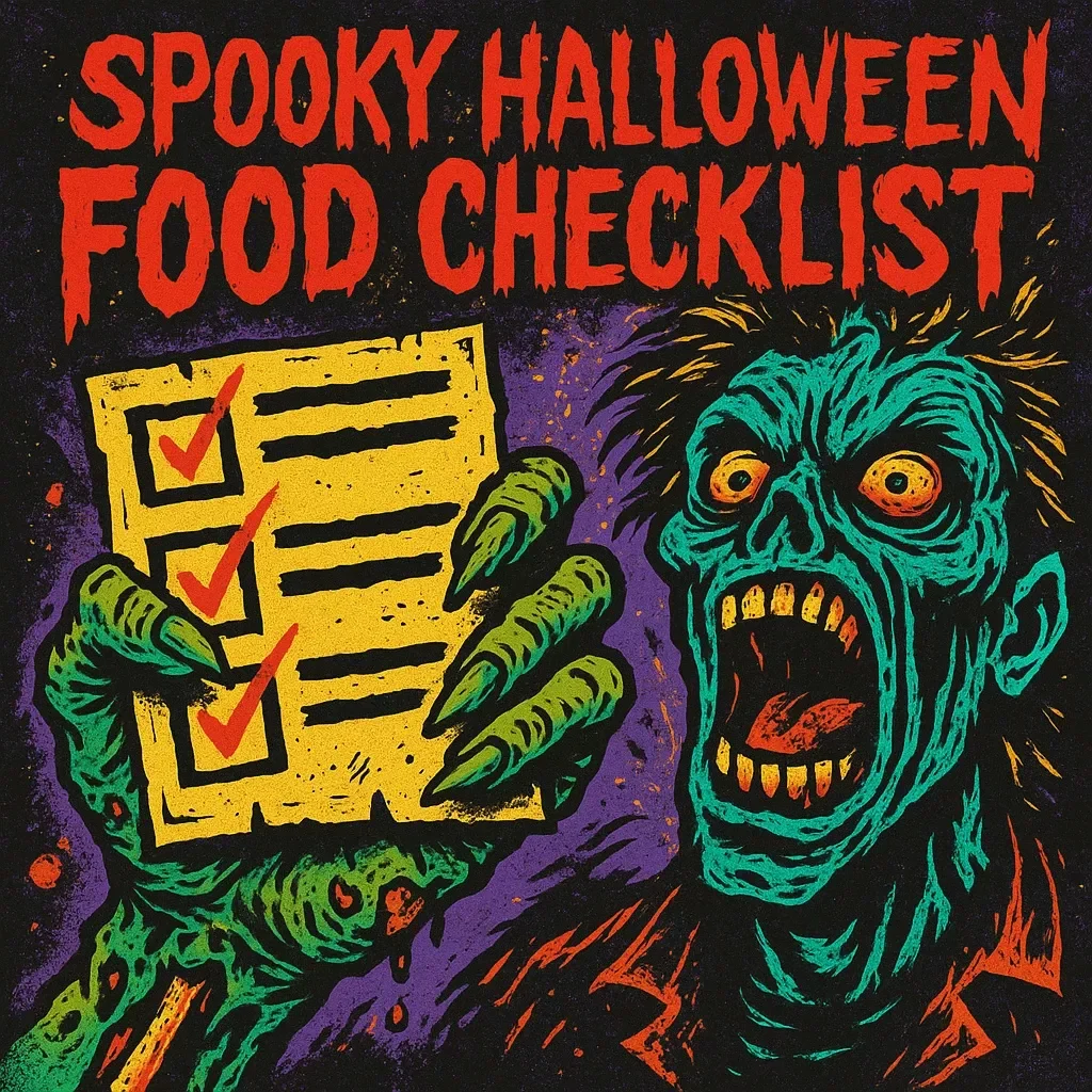 Spooky Halloween Food Checklist | Printable Digital Download | Spooky Halloween Food Ideas for Parties & Gatherings