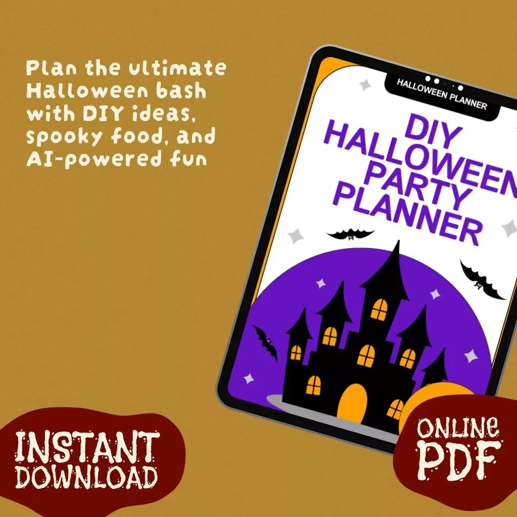 DIY Halloween Party Planner | Digital Download Guide for Decorations, Food, Drinks & AI-Powered Party Fun