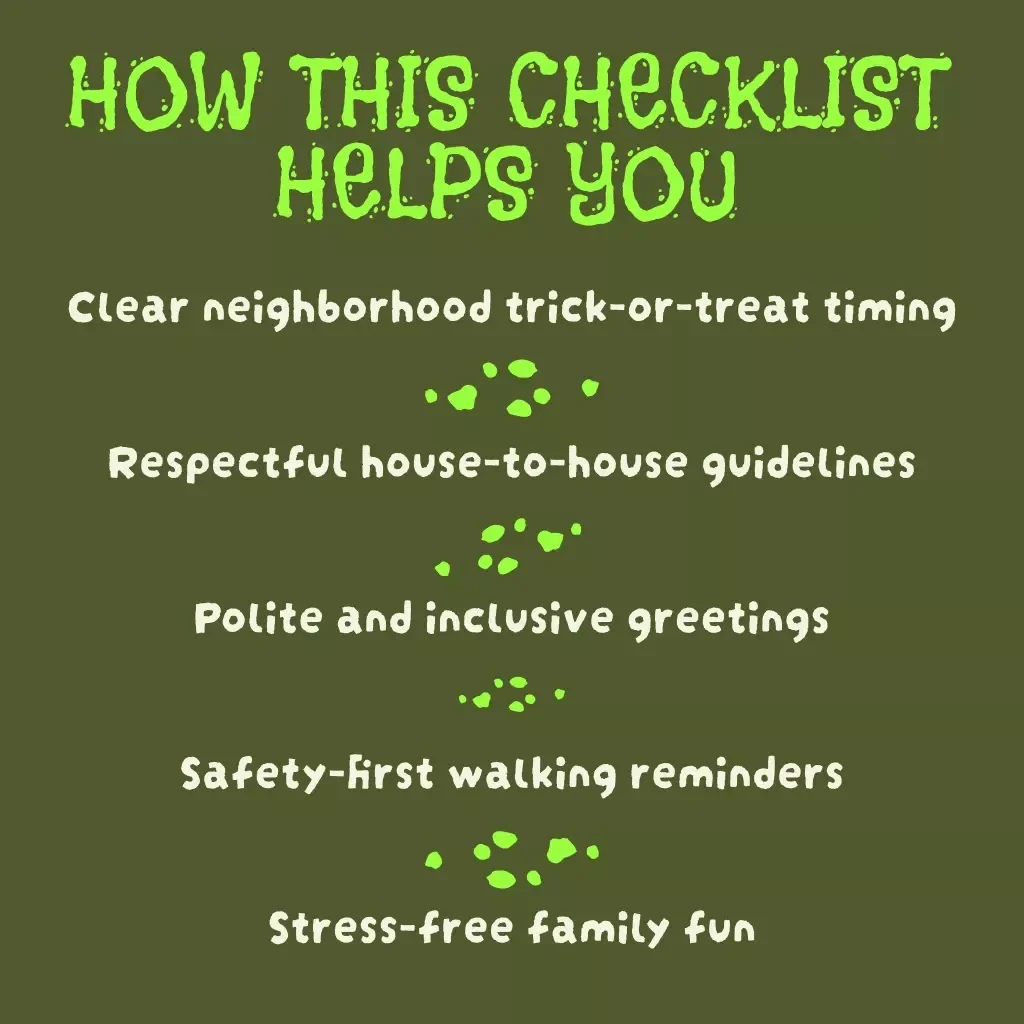 Neighborhood Halloween Etiquette Checklist | Printable Digital Download | Trick-or-Treat Rules & Halloween Manners Guide