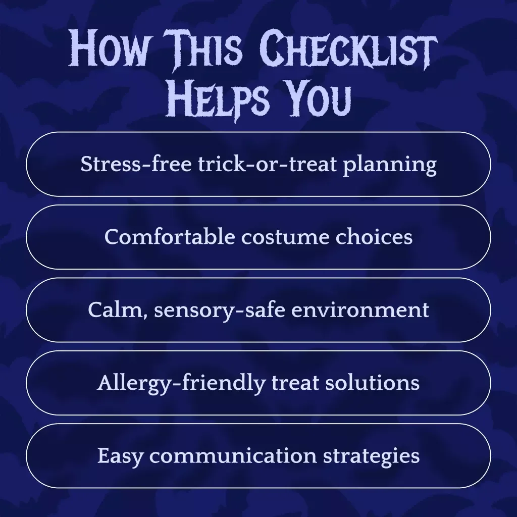 Sensory-Friendly Halloween Checklist for Kids | Printable Digital Download Guide for Parents | Autism & Special Needs Halloween Planner