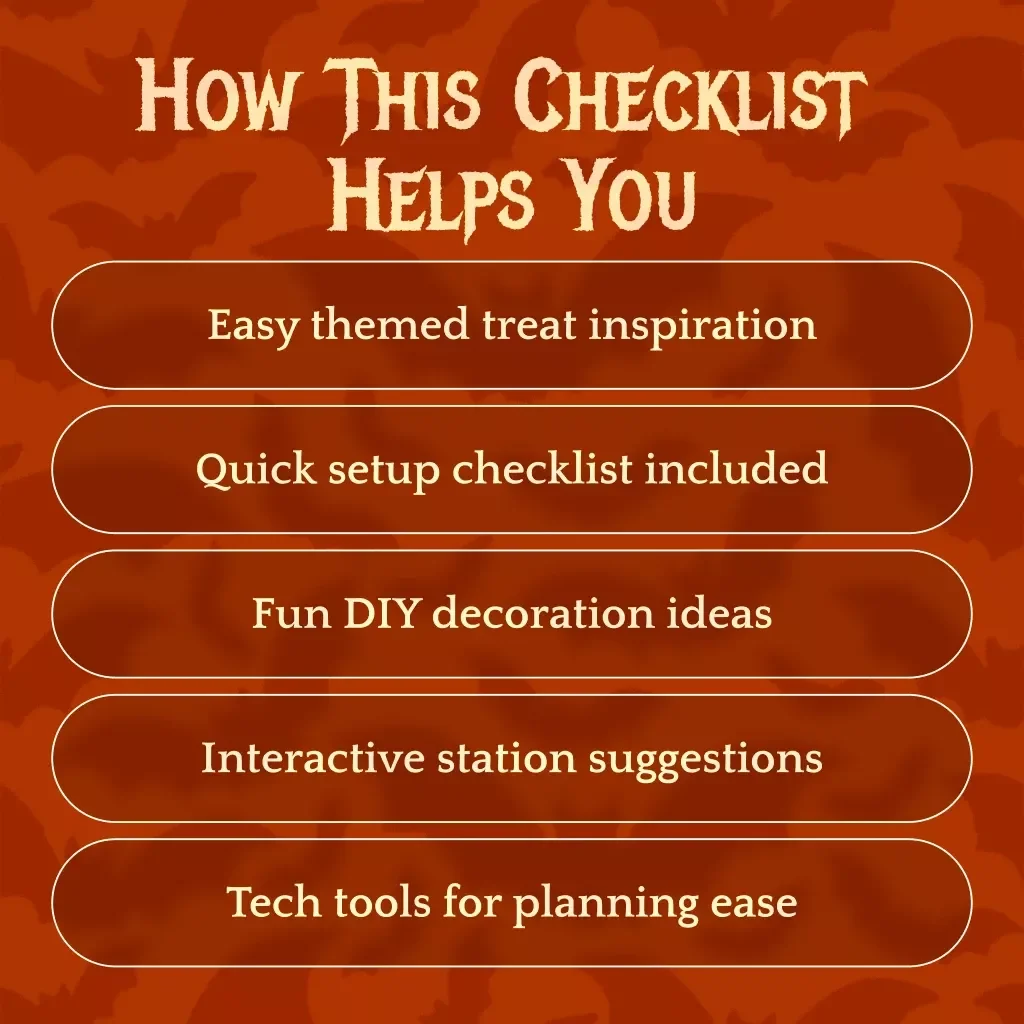 Spooky Treats Party Checklist | Halloween Treat Ideas for Party | Printable Digital Download