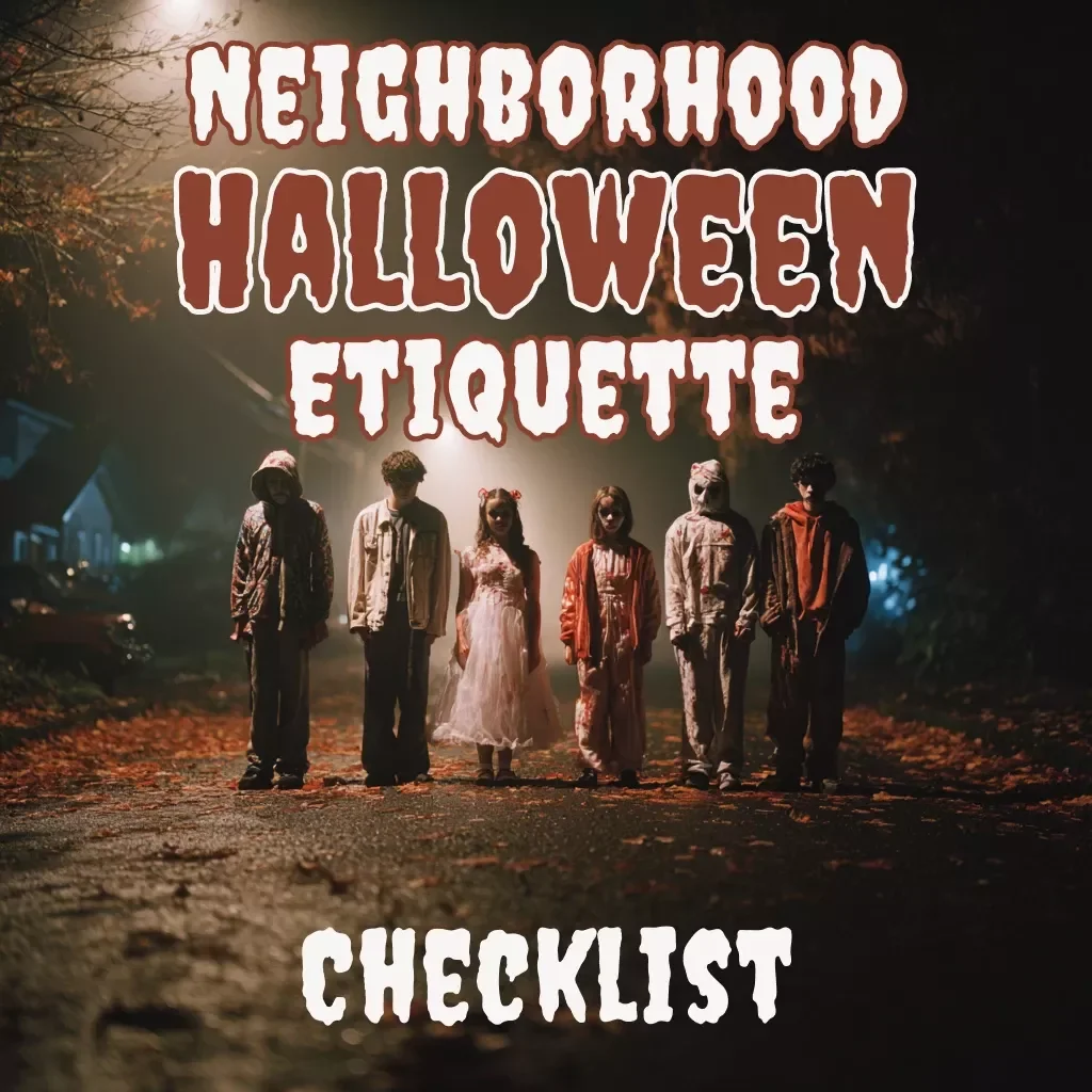 Neighborhood Halloween Etiquette Checklist | Printable Digital Download | Trick-or-Treat Rules & Halloween Manners Guide