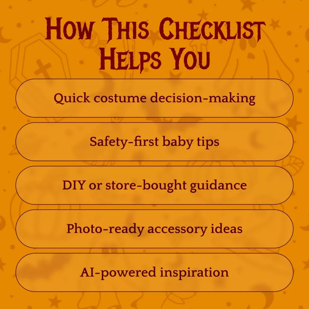 Newborn Halloween Costume Checklist | Digital Download Guide for Baby’s First Halloween | Printable eBook for Parents Planning Cute, Funny, or Spooky Newborn Halloween Costume Ideas
