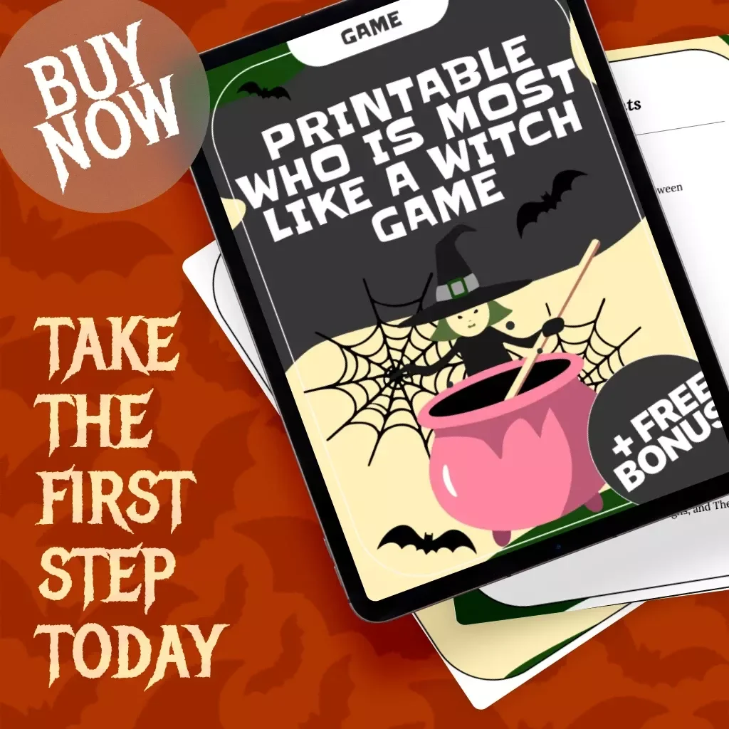Printable Who Is Most Like a Witch Game | Fun Halloween Party Guide, eBook & Checklist for Adults, Kids & Teens | Digital Download Witchy Party Activity