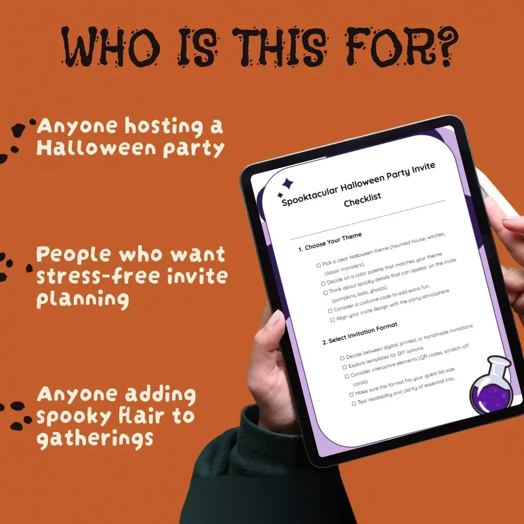 Spooktacular Halloween Party Invite Checklist | Digital Download Halloween Party Invitation Ideas Guide for Hosts