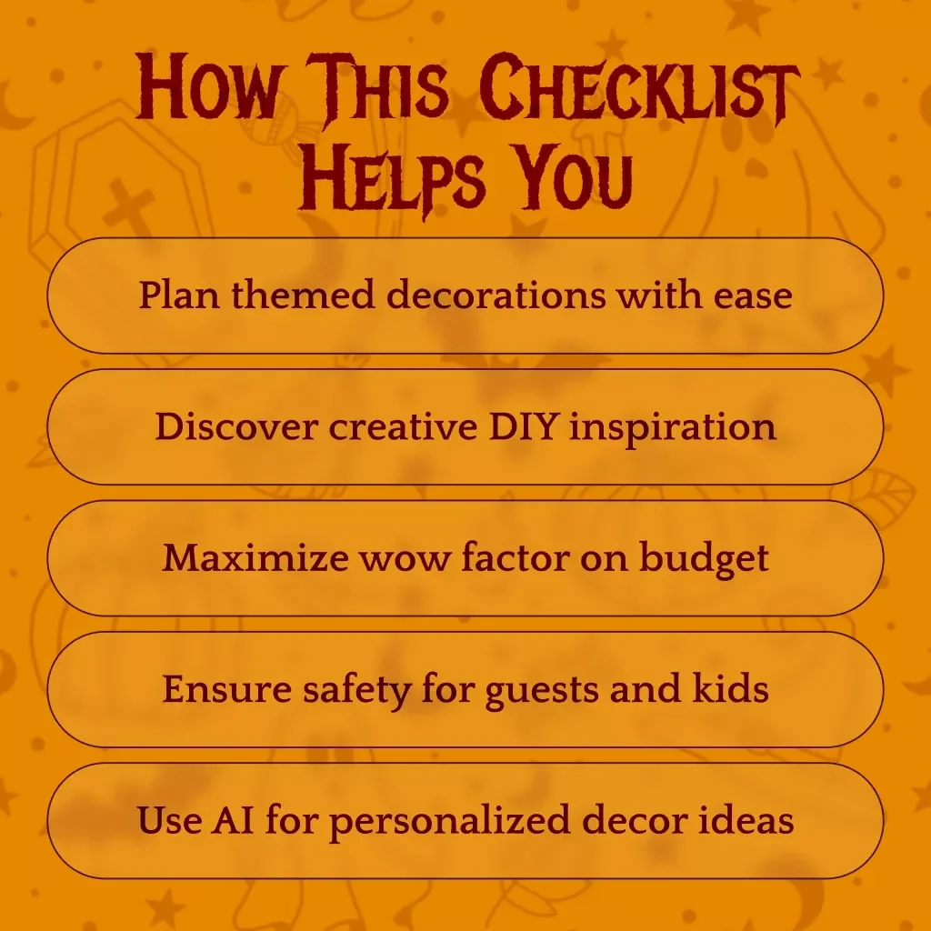 Spooky & Stunning Outdoor Halloween Decoration Checklist | Digital Download | Outdoor Halloween Decoration Ideas Guide