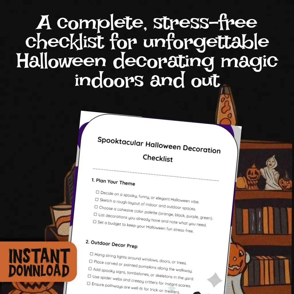 Spooktacular Halloween Decoration Checklist | Printable Digital Download | Halloween Decoration Ideas Guide & DIY Planner