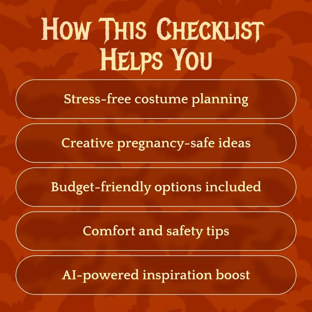 Pregnant Halloween Costume Checklist | Digital Download Guide for Cute, Funny, Spooky & Pop-Culture Maternity Halloween Costumes