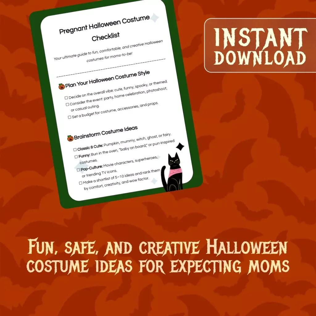 Pregnant Halloween Costume Checklist | Digital Download Guide for Cute, Funny, Spooky & Pop-Culture Maternity Halloween Costumes
