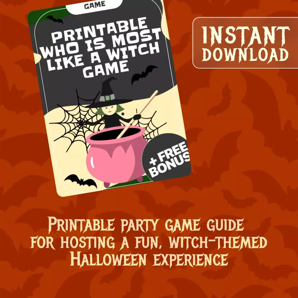 Printable Who Is Most Like a Witch Game | Fun Halloween Party Guide, eBook & Checklist for Adults, Kids & Teens | Digital Download Witchy Party Activity