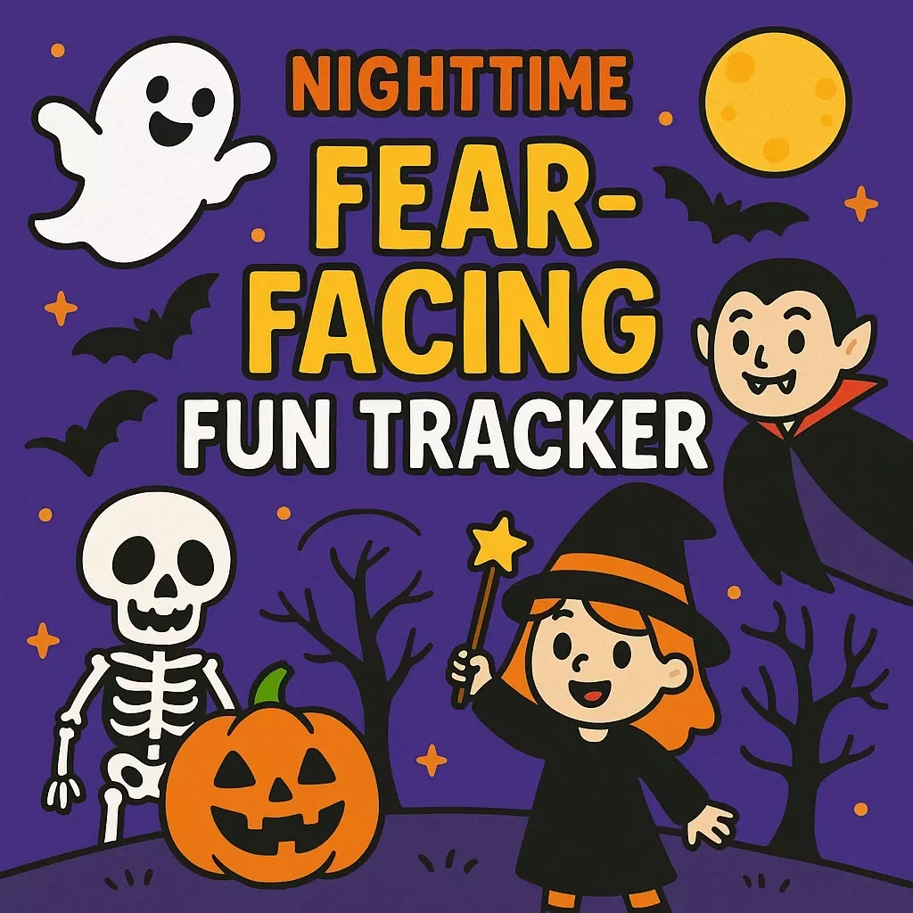 Nighttime Fear-Facing Fun Tracker | Family Nighttime Fear-Facing Challenge Tracker | Printable Checklist for Kids & Parents