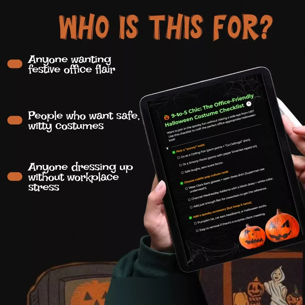 9-to-5 Chic: The Office-Friendly Halloween Costume Checklist | Digital Download | Printable Guide for Work-Appropriate Costumes | Office-Friendly Looks & 9-to-5 Appropriate Ideas