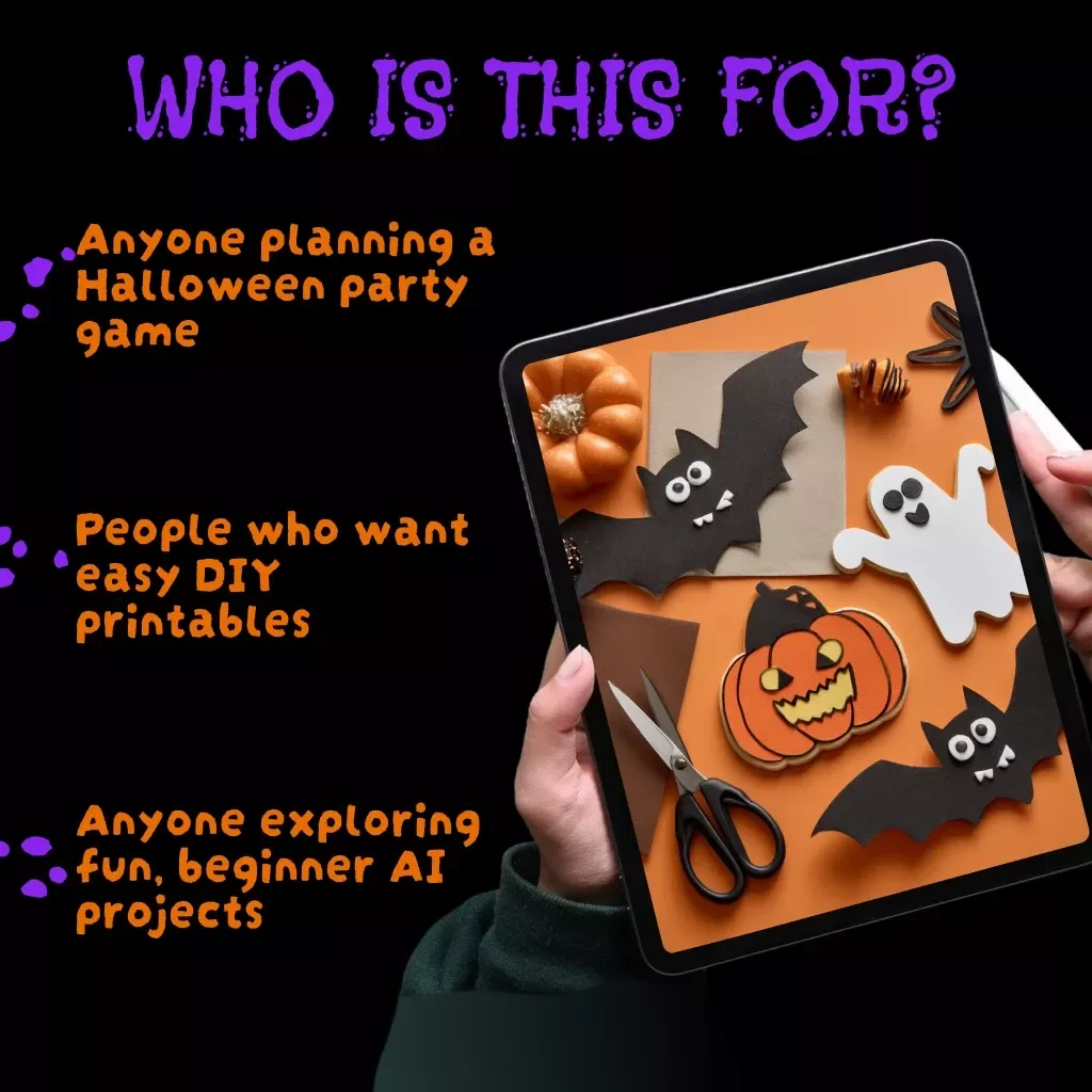 Spook-tacular AI: Create Your Own Printable Halloween Pictionary Cards | Digital Download Guide for DIY Halloween Games, AI Art, Party Fun & Printable Pictionary Activities